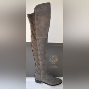 NEW  Vince Camuto Coatia Graystone True Suede Stretch Over the Knee Boots  8M
